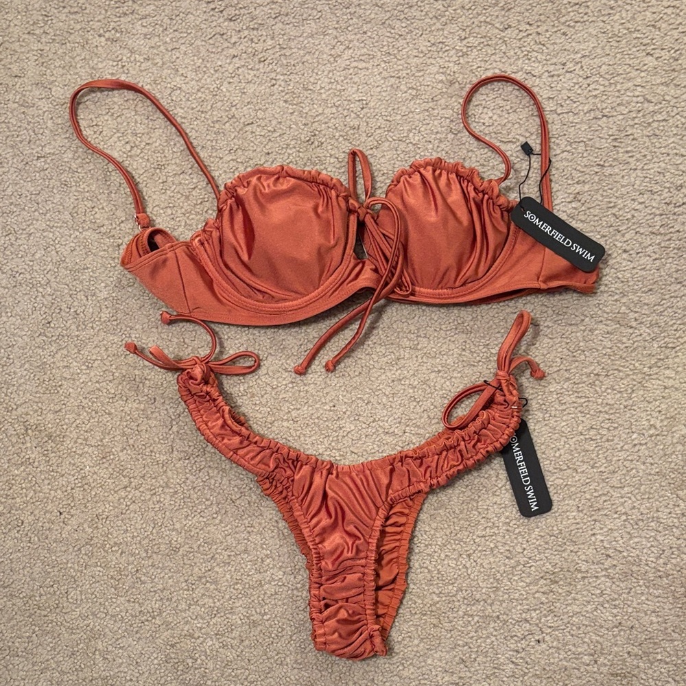 Somerfield Swim Terracotta Ruched Bikini Bottom